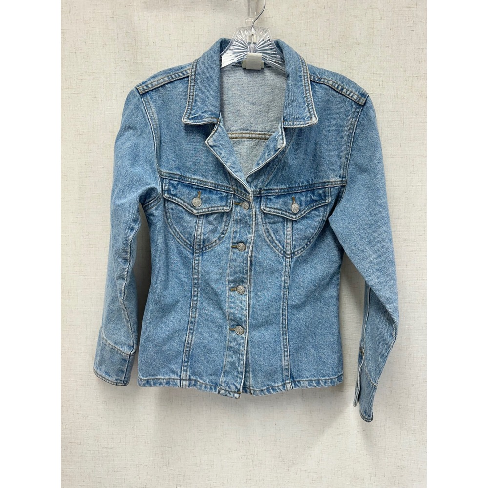 Moda International 90s Vintage  Cotton Blue Denim Shirt Jacket Small Tailored‎ - Picture 13 of 16